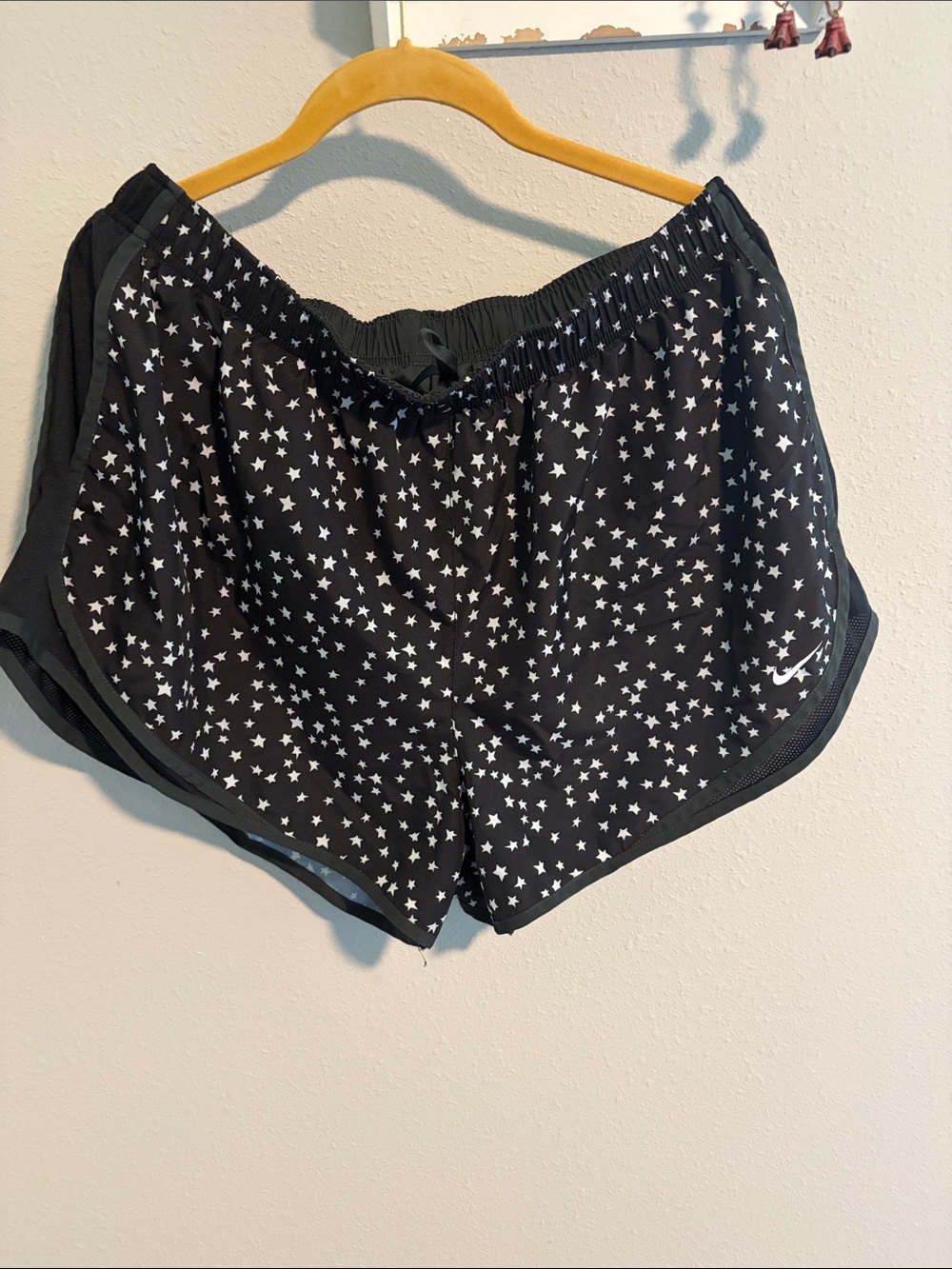 Nike Black Dry Fit with White Star Print Athletic Shorts